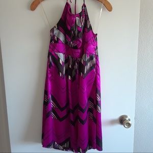 Forever 21 Pink/Black Print Satin Halter Dress